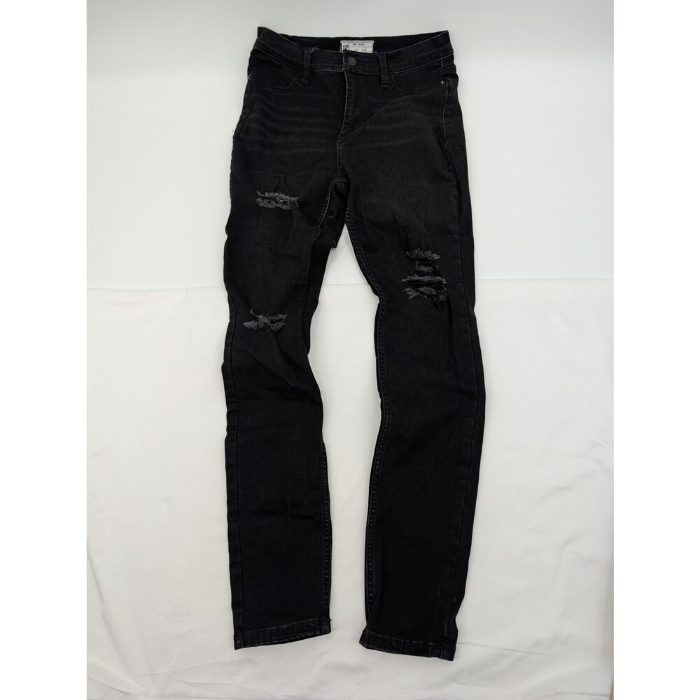 Free People Destroyed Knee Skinny Black Jeans Women's 29 Baddie